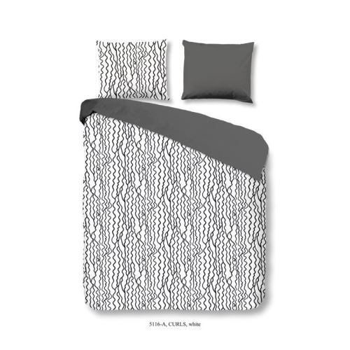 GOOD MORNING Parure de couette Curls 100% coton - 1 housse de couette 200x200 cm + 2 taies d'oreillers 60x70 cm blanc
