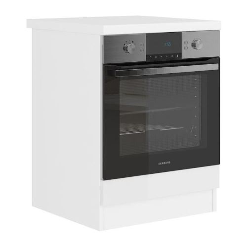 ULTRA Meuble four avec plan de travail L 60 cm - Blanc brillant et décor stratifié blanc