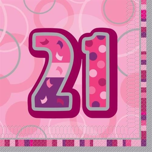 Haza Original serviettes 21 ans 16 x 16 cm 16 pcs rose