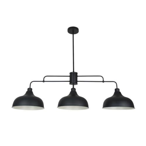 Suspension barre 3 lumières coniques en métal noir hauteur réglable Lincoln noir noir