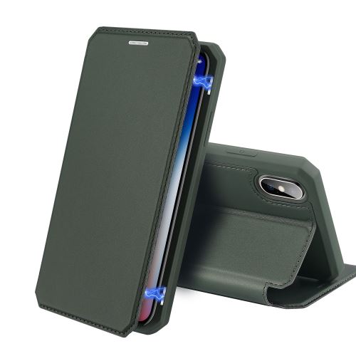 Coque en TPU flip magnétique avec porte-carte vert pour votre Apple iPhone XS Max 6.5 pouces