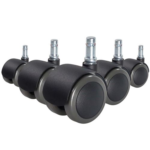 5 roulettes pour sols durs 11mm / 50mm, roulettes sols durs pour siège de bureau, freinage en positi