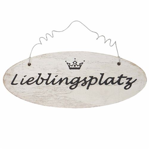 Tableau de décoration murale „Lieblingsplatz“ style shabby 10x25x1cm blanc