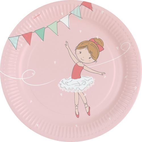 Amscan assiettes ballerines filles 22,8 cm papier rose 8 pièces