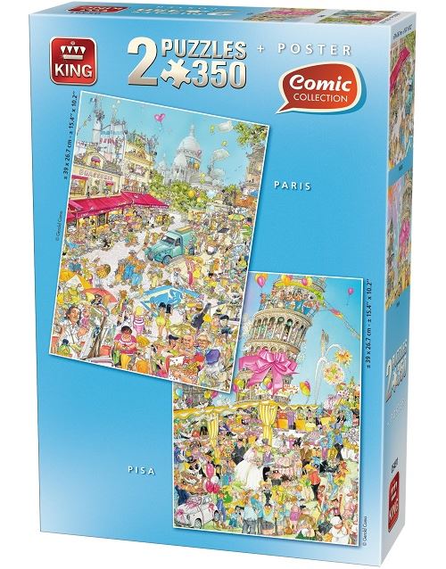 2 puzzles king : paris + la tour de pise 2 x 350 pieces - comic collection