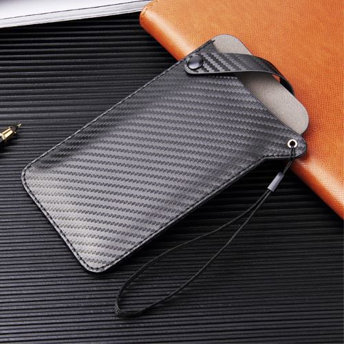 Etui en PU étui universel, taille s : 165 x 90mm texture fibre de carbone noir pour votre Smartphones 4-5.8 pouces