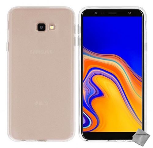 Housse etui coque pochette silicone gel fine pour Samsung Galaxy J4+ Plus (2018) + verre trempe - BLANC TRANSPARENT - htdmobiles