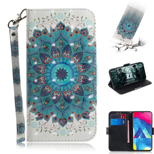 Etui en PU impression de motifs décor de points lumineux fleur bleue pour votre Samsung Galaxy M10