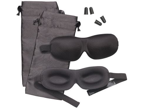 2 kits sommeil avec masques occultant, bouchons d'oreilles et sacs de  rangement