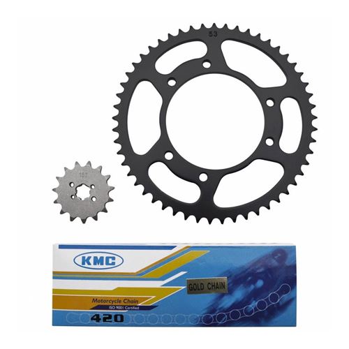 Kit chaine adaptable derbi 50 senda 2000+2001 420 15x53 (alesage 105mm) -p2r-