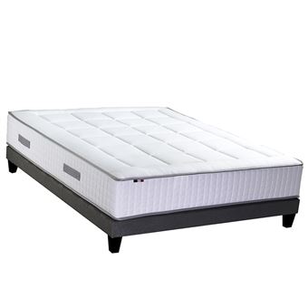 Ensemble Matelas Ressort 7 zones + Mémoire de forme + Sommier BELLAGIO Fabriqué en France Dimensions - 140 x 190 cm - 1