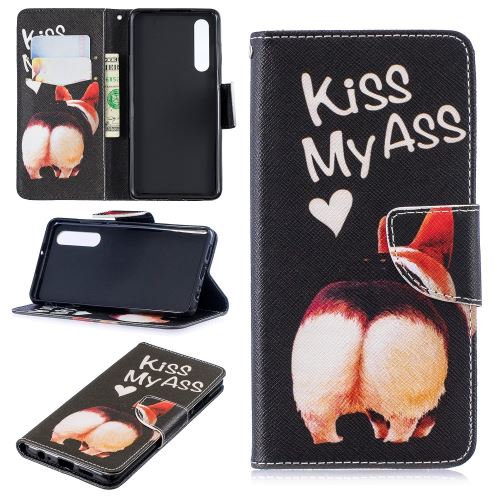 Etui en PU impression de motifs avec porte-cartes va te faire foutre pour votre Huawei P30