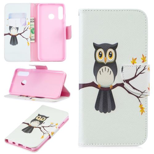 Etui en PU impression de motifs avec support hibou sur la branche pour votre Huawei P30 Lite