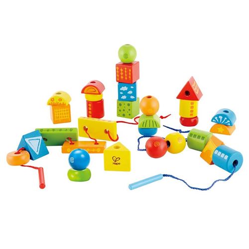 Hape - e1019 - jeu de construction - formes à enfiler