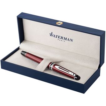 WATERMAN Expert Stylo roller, rouge foncé, recharge noire pointe fine, Coffret cadeau