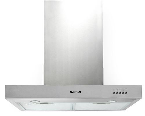 Brandt BHB6601X - Hotte - hotte décorative - largeur : 60 cm - profondeur : 50 cm - evacuation & recyclage - acier inoxydable
