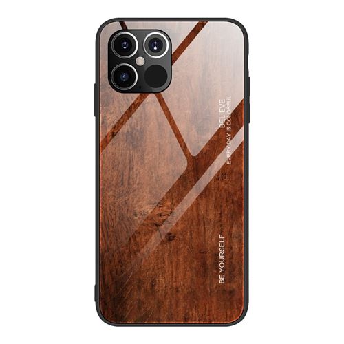 Coque en TPU peau de bois café pour votre Apple iPhone 12 Pro Max 6.7 pouces