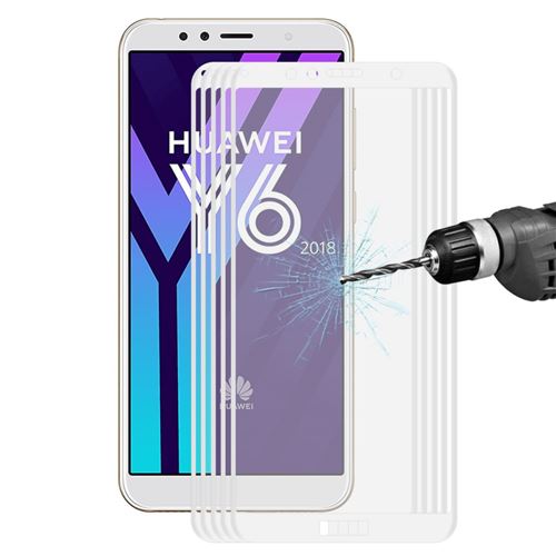Protecteur écran en verre trempé 5pcs 02mm fibre de carbone courbe 3D complète blanc pour votre Huawei Y6/Honor 7A