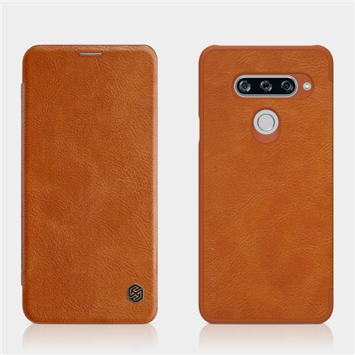 Etui en PU couleur marron pour votre LG V40 ThinQ