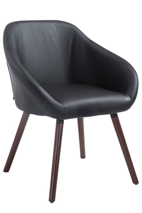 Chaise de salle à manger HAMBURG similicuir , Noir /Noyer