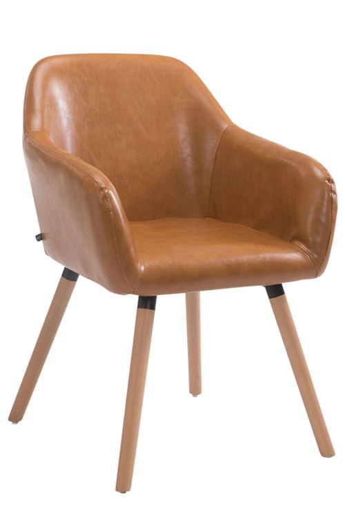 Chaise Visiteur Achat V2 similicuir , Marron clair/Bois de chêne Nature