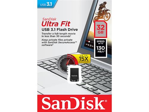Sandisk Noir Cruzer Ultra Fit™ Clé Usb 32 Gb Sdcz430-032G-G46 Usb 3.2 (2È Gén.) (Usb 3.1)