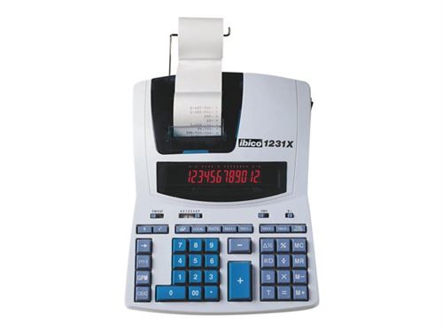 Rexel Ibico Professional 1231X - Calculatrice Avec Imprimante - Lcd - 12 Chiffres - Adaptateur Ca - Blanc, Bleu