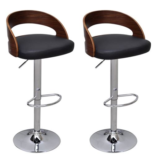 vidaXL 2 tabourets de bar en bois cintré ajustables hauteur avec dossier