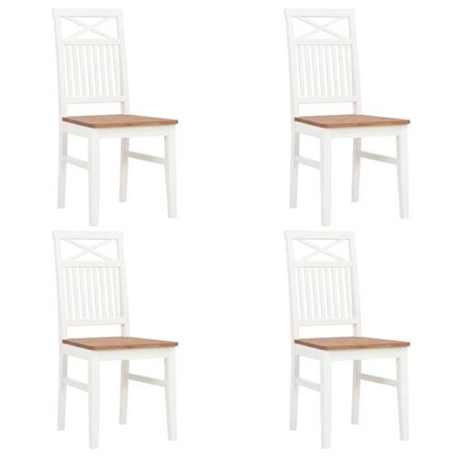 vidaXL Chaises à dîner 4 pcs Blanc 44x59x96 cm Bois de chêne solide