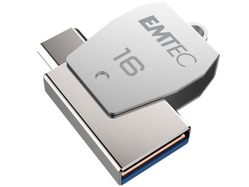 Clé USB 16Go EMTEC 2en1 Dual micro-USB T250 chromée