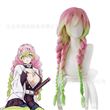 Cheveux longs de dames Avant De Dégradé vert rose Perruques Parti-accueil Anime Cosplay Demon Slayer-Kanroji Mitsuri