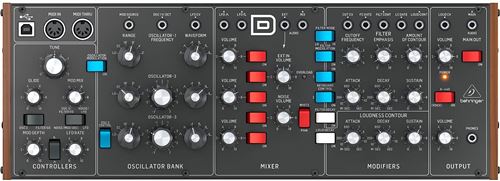 Légendaire synthétiseur analogique Modèle D de Behringer avec 3 VCOs - Filtre ladder - LFO et Eurorack