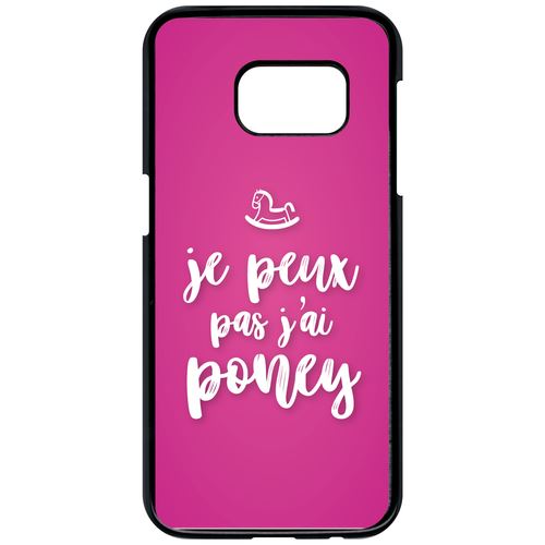 Coque samsung galaxy s7 je peux pas jai poney fond rose fushia