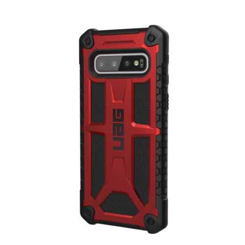 UAG Rugged Case for Samsung Galaxy S10 [6.1-inch screen] - Monarch Crimson - Achterzijde behuizing voor mobiele telefoon - eersteklas nerfleder, legeringmetaal - karmozijnrood - voor Samsung Galaxy S10