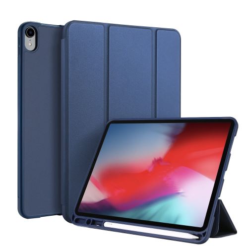 Etui en PU avec support tripliure et porte-stylo bleu pour votre Apple iPad Pro 11 pouces (2018)