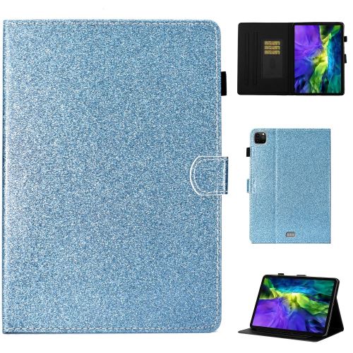 Etui en PU + TPU pailleté avec support et porte-cartes bleu pour votre Apple iPad Pro 11 pouces (2020)/(2018)
