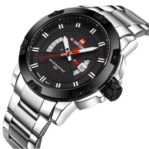 Quartz Sport Blanc+Noir NF9085 Montre Homme