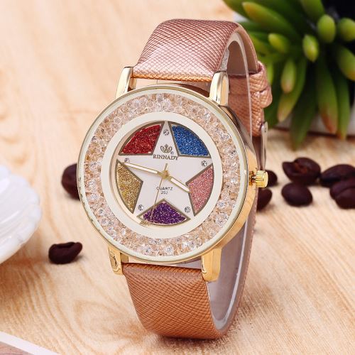 OHP Montre femme - quartz strass PU cuir montre des femmes - Or Rose