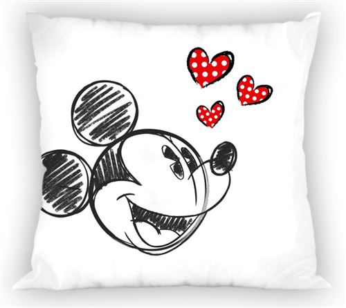 Disney coussin junior Mickey Mouse 35 x 35 cm polyester blanc/rouge