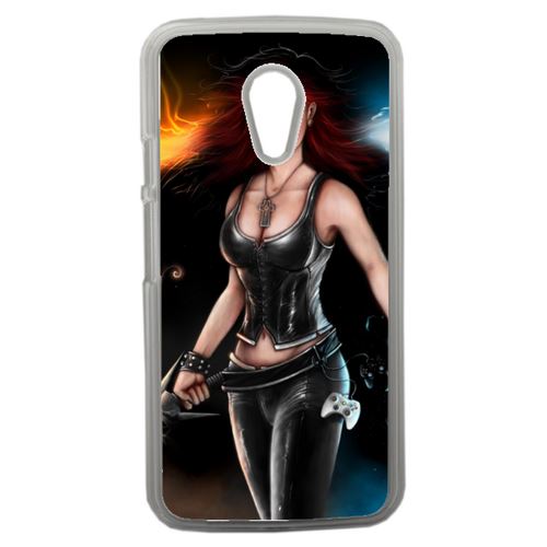 Coque Girl With Sword Compatible Motorola Moto G2 Transparent