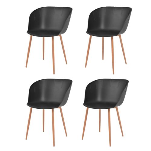 vidaXL Chaise de salle à manger 4 pcs Noir Plastique et acier