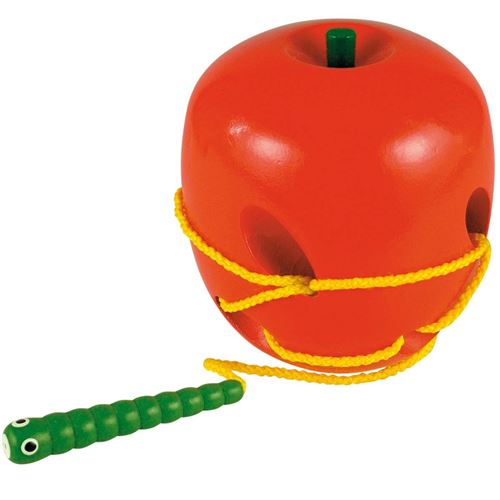 Jeu à lacer éducatif en bois motricité Montessori Pomme