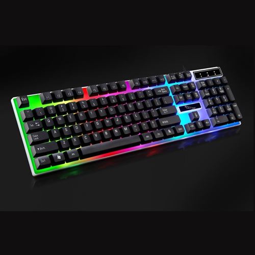 (#75) 104 Keys USB Wired Mechanical Colorful Backlight Office Computer Keyboard Gaming Keyboard(Black)
