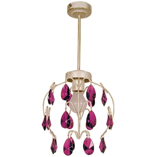 Pampilles lustre acier verre 60x60x90 cm blanc et violet tosel e2290