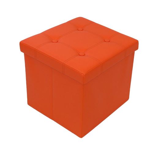 Todeco - Lederlook vouwbank, opvouwbare opslag Ottoman, Gestikte en getufte afwerking, 76 x 38 x 38 cm (29,9 x 15 x 15 inch), Bruin, Maximale lading: 330 lbs