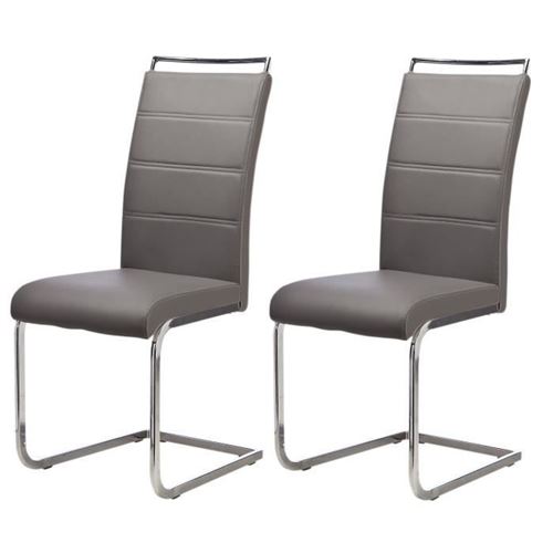 Dylan Lot De 2 Chaises De Salle A Manger - Simili Gris - Contemporain - L 42,5 X 56 Cm