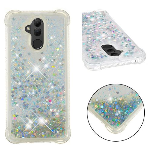 Coque en TPU Gel antichoc pailleté à base de sables mouvants scintillants argent pour votre Huawei Mate 20 Lite