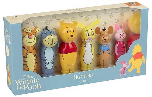 Jeu de bowling disney winnie the pooh : 6 quilles en bois + 2 boules colorees