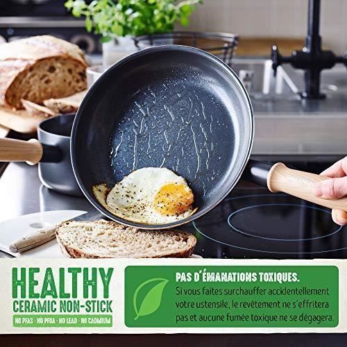 GreenChef Vintage Healthy Poêle wok en Céramique Antiadhésive 24 cm-2,5  litres, Poignée inspirée du bois, Sans PFAS, Convient à 108 - Cdiscount  Maison
