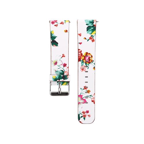 Bracelet en cuir motif de fleurs pour Fitbit Versa / Versa2 / Lite - Blanc&Rouge